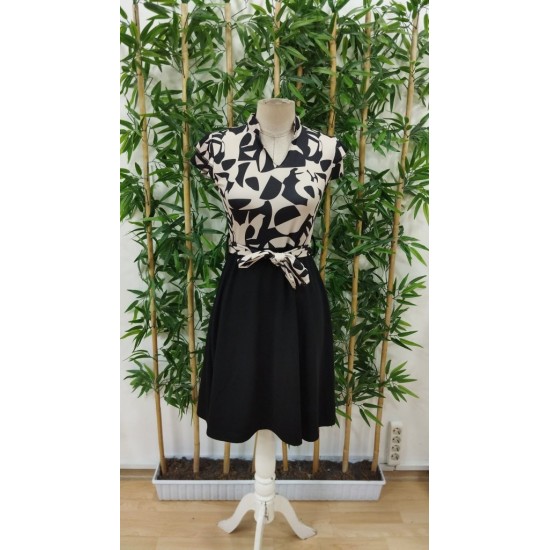 Kadın Kısa Kollu Kolu Fırfır Detay Mini Kuşaklı Kloş Krep Elbise, 24330 Kadın Kısa Kollu Kolu Fırfır Detay Mini Kuşaklı Kloş Krep Elbise, 24330