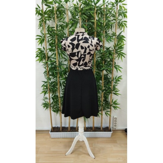 Kadın Kısa Kollu Kolu Fırfır Detay Mini Kuşaklı Kloş Krep Elbise, 24330 Kadın Kısa Kollu Kolu Fırfır Detay Mini Kuşaklı Kloş Krep Elbise, 24330