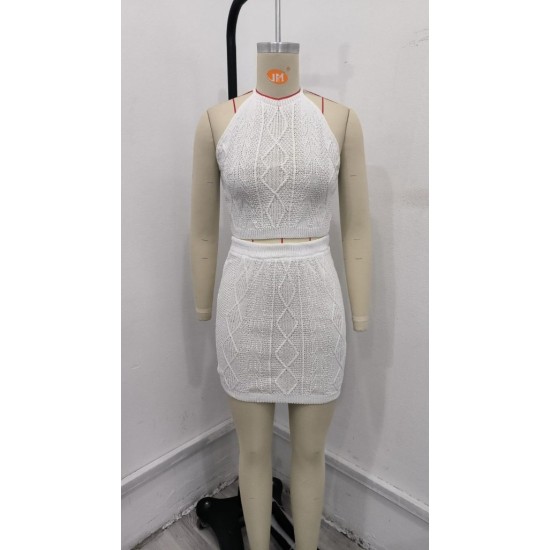 Kadın Sıfır Kol Crop Mini Etek Ikili Triko Takım , 24334 Kadın Sıfır Kol Crop Mini Etek Ikili Triko Takım , 24334
