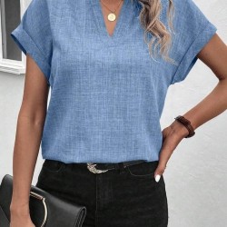 Kadın Kısa Kollu Hakim Yaka Sofya Bluz  , 24050