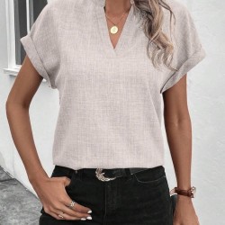 Kadın Kısa Kollu Hakim Yaka Sofya Bluz , 24049