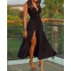 Women' S Sleeveless, Mandarin Collar, Front Buttoned, Lace Detailed, Slit Viscose Midi Dress , 24339 Women' S Sleeveless, Mandarin Collar, Front Buttoned, Lace Detailed, Slit Viscose Midi Dress , 24339