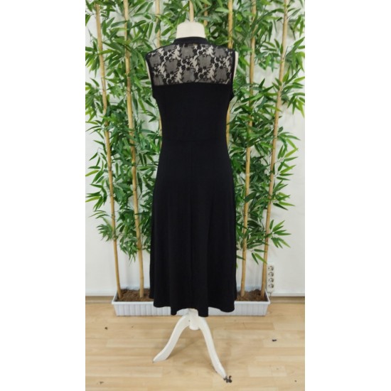 Women' S Sleeveless, Mandarin Collar, Front Buttoned, Lace Detailed, Slit Viscose Midi Dress , 24339 Women' S Sleeveless, Mandarin Collar, Front Buttoned, Lace Detailed, Slit Viscose Midi Dress , 24339