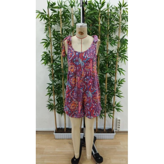 Women' S Patterned Wide-leg Single-breasted Jumpsuit With Shoulder Straps, 24338 Women' S Patterned Wide-leg Single-breasted Jumpsuit With Shoulder Straps, 24338