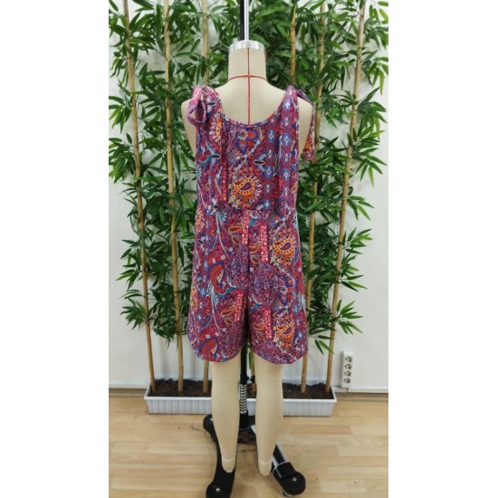 Women' S Patterned Wide-leg Single-breasted Jumpsuit With Shoulder Straps, 24338 Women' S Patterned Wide-leg Single-breasted Jumpsuit With Shoulder Straps, 24338