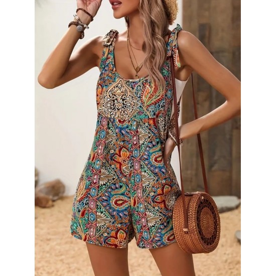 Women' S Patterned Wide-leg Single-breasted Jumpsuit With Shoulder Straps, 24336 Women' S Patterned Wide-leg Single-breasted Jumpsuit With Shoulder Straps, 24336