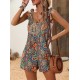 Women' S Patterned Wide-leg Single-breasted Jumpsuit With Shoulder Straps, 24336 Women' S Patterned Wide-leg Single-breasted Jumpsuit With Shoulder Straps, 24336