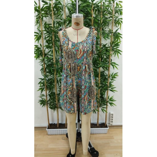 Women' S Patterned Wide-leg Single-breasted Jumpsuit With Shoulder Straps, 24336 Women' S Patterned Wide-leg Single-breasted Jumpsuit With Shoulder Straps, 24336