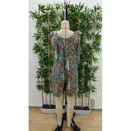 Women' S Patterned Wide-leg Single-breasted Jumpsuit With Shoulder Straps, 24336 Women' S Patterned Wide-leg Single-breasted Jumpsuit With Shoulder Straps, 24336