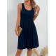 Women' S Strappy Round Neck Front Pleated Viscose Dress , 24347 Women' S Strappy Round Neck Front Pleated Viscose Dress , 24347