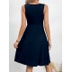 Women' S Strappy Round Neck Front Pleated Viscose Dress , 24347 Women' S Strappy Round Neck Front Pleated Viscose Dress , 24347