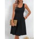 Women' S Strappy Round Neck Front Pleated Viscose Dress , 24345 Women' S Strappy Round Neck Front Pleated Viscose Dress , 24345