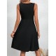 Women' S Strappy Round Neck Front Pleated Viscose Dress , 24345 Women' S Strappy Round Neck Front Pleated Viscose Dress , 24345