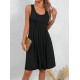 Women' S Strappy Round Neck Front Pleated Viscose Dress , 24345 Women' S Strappy Round Neck Front Pleated Viscose Dress , 24345