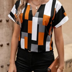 Kadın Kısa Kollu V Yakalı Yarasa Kollu Atlas Bluz, 24410 Kadın Kısa Kollu V Yakalı Yarasa Kollu Atlas Bluz, 24410