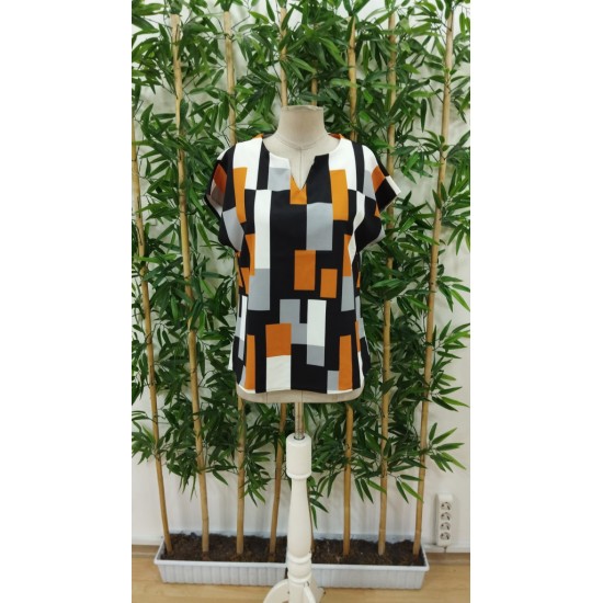 Kadın Kısa Kollu V Yakalı Yarasa Kollu Atlas Bluz, 24410