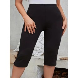 Kadın Yüksek Bel Yanlardan Düğmeli Kısa Ithal Krep Pantolon , 24409 Kadın Yüksek Bel Yanlardan Düğmeli Kısa Ithal Krep Pantolon , 24409