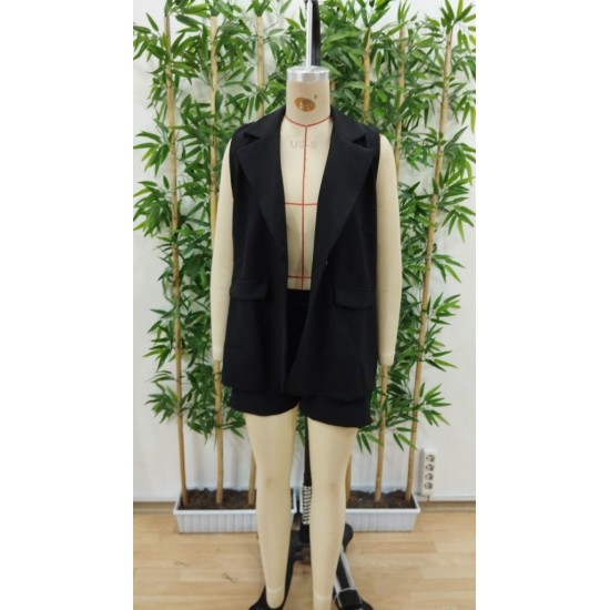 Kadın Sıfır Kol Tek Düğmeli Blazer Atlas Ceket Ve Short Ikili Takım , 24406 Kadın Sıfır Kol Tek Düğmeli Blazer Atlas Ceket Ve Short Ikili Takım , 24406