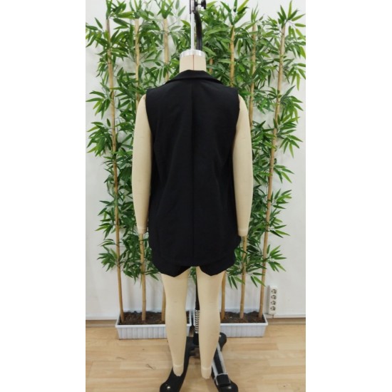Kadın Sıfır Kol Tek Düğmeli Blazer Atlas Ceket Ve Short Ikili Takım , 24406 Kadın Sıfır Kol Tek Düğmeli Blazer Atlas Ceket Ve Short Ikili Takım , 24406