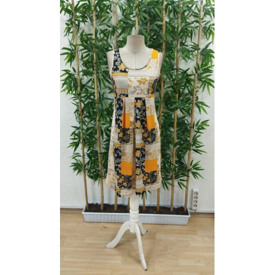 Kadın Sıfır Kol Yuvarlak Yaka çiçek Desenli Süprem Elbise, 24440