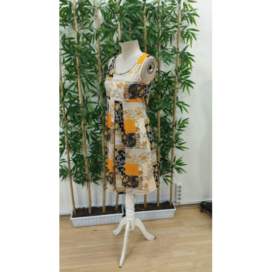 Kadın Sıfır Kol Yuvarlak Yaka çiçek Desenli Süprem Elbise, 24440