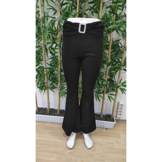 Kadın Yüksek Bel Tokalı Ispanyol Paçalı Dalgıç Pantolon , 24464