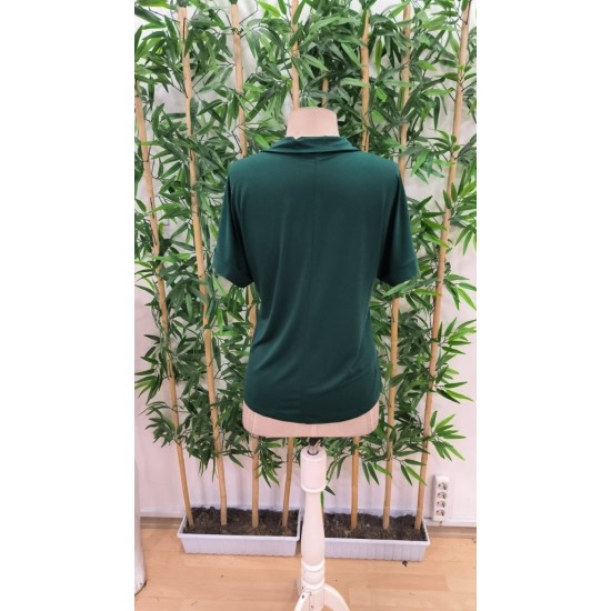 Kadın Kısa Kollu Yakalı Uzun Sandy Bluz, 24459