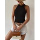 Kadın Kolsuz Halter Yaka Mini Baklava Desenli Triko Bluz, 24554 Kadın Kolsuz Halter Yaka Mini Baklava Desenli Triko Bluz, 24554