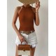 Kadın Kolsuz Halter Yaka Mini Baklava Desenli Triko Bluz, 24553 Kadın Kolsuz Halter Yaka Mini Baklava Desenli Triko Bluz, 24553