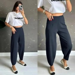 Kadın Yüksek Bel Krep Pantolon , 24612