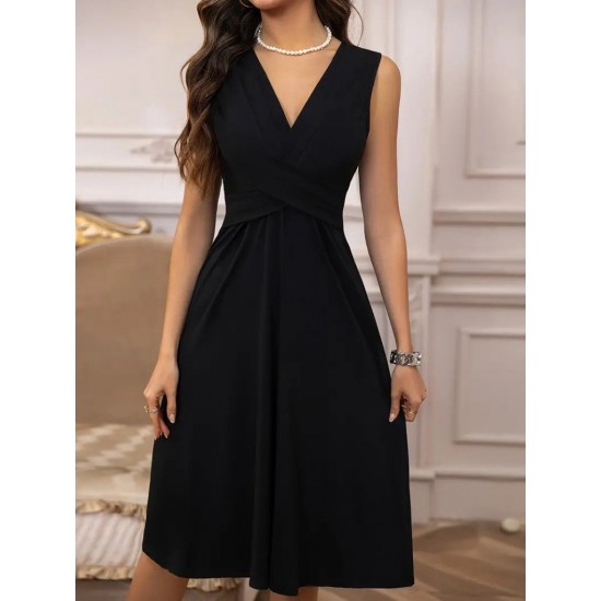 Kadın Askılı V Yakalı önde çapraz Detaylı Janjan Krep Elbise , 24616 Kadın Askılı V Yakalı önde çapraz Detaylı Janjan Krep Elbise , 24616