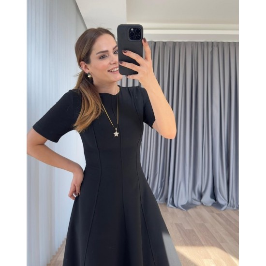 Kadın Kısa Kollu Bisiklet Yaka Maksi Boy Ithal Krep Elbise , 24615 Kadın Kısa Kollu Bisiklet Yaka Maksi Boy Ithal Krep Elbise , 24615