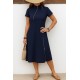 Kadın Kısa Kollu Yakadan Ve Etekten Fermuarlı Midi Viskon Iki Iplik Elbise , 24632