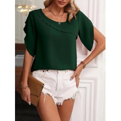 Kadın Kısa Kollu Yaka Ve Kol Detay Jesica Bluz, 24643