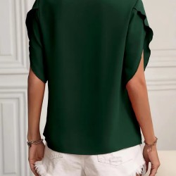 Kadın Kısa Kollu Yaka Ve Kol Detay Jesica Bluz, 24643