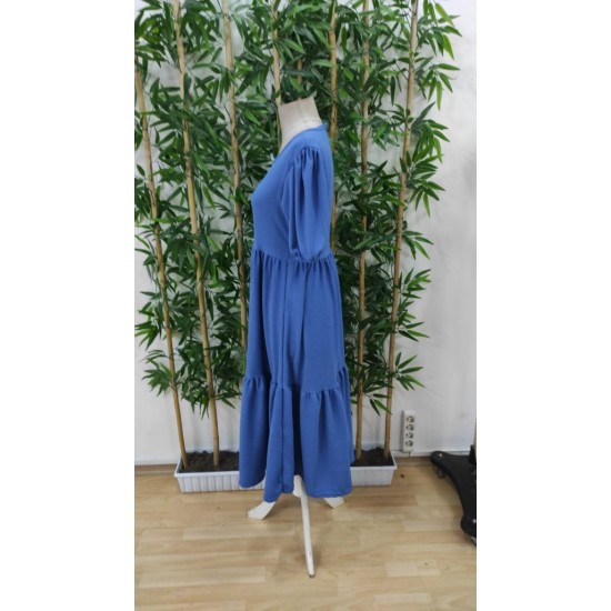 Kadın Kısa Kollu Yakası Açık Katlı Bürümcük Balon Elbise , 24650