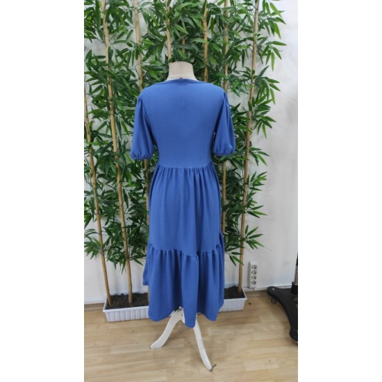 Kadın Kısa Kollu Yakası Açık Katlı Bürümcük Balon Elbise , 24650