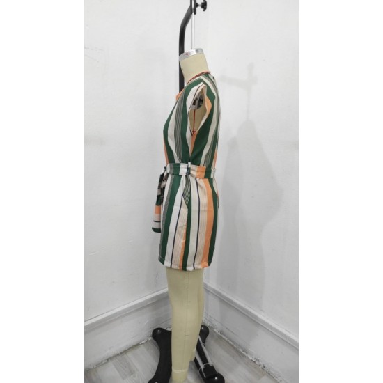 Kadın Kısa Kollu V Yakalı Beli Kuşaklı Keten Tulum, 24658 Kadın Kısa Kollu V Yakalı Beli Kuşaklı Keten Tulum, 24658