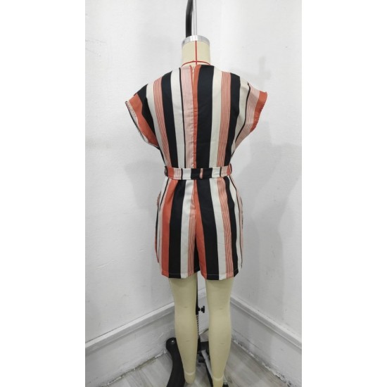 Kadın Kısa Kollu V Yakalı Beli Kuşaklı Keten Tulum, 24656 Kadın Kısa Kollu V Yakalı Beli Kuşaklı Keten Tulum, 24656