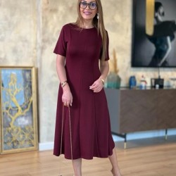 Kadın Kısa Kollu Bisiklet Yaka Midi Viskon Iki Iplik Elbise , 24706 Kadın Kısa Kollu Bisiklet Yaka Midi Viskon Iki Iplik Elbise , 24706