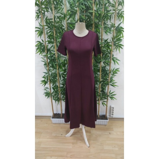 Kadın Kısa Kollu Bisiklet Yaka Midi Viskon Iki Iplik Elbise , 24706