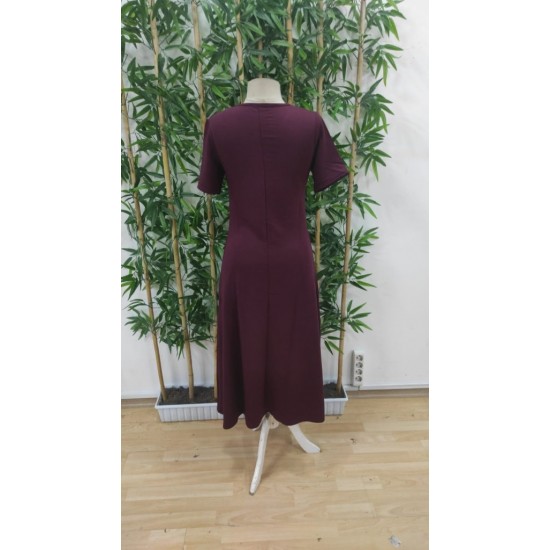 Kadın Kısa Kollu Bisiklet Yaka Midi Viskon Iki Iplik Elbise , 24706