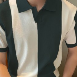 Erkek Kısa Kollu Polo Yakalı Blok Desenli Triko Bluz, 24764 Erkek Kısa Kollu Polo Yakalı Blok Desenli Triko Bluz, 24764