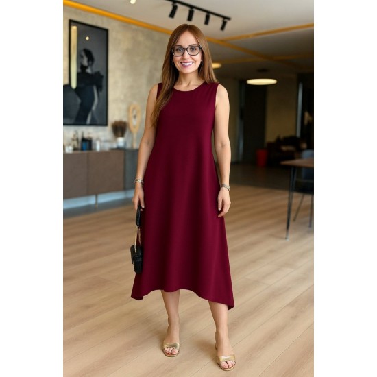 Kadın Askılı Yuvarlak Yakalı Asimetrik Kesim Detaylı Viskon Elbise , 24793 Kadın Askılı Yuvarlak Yakalı Asimetrik Kesim Detaylı Viskon Elbise , 24793