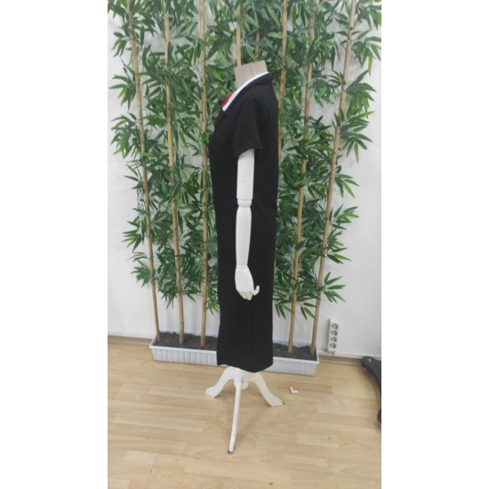 Kadın Kısa Kollu Yakalı Yırtmaçlı Midi Viskon Iki Iplik Elbise , 24804