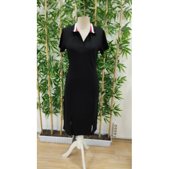 Kadın Kısa Kollu Yakalı Yırtmaçlı Midi Viskon Iki Iplik Elbise , 24804