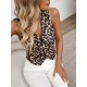 Kadın Askılı V Yakalı önden Düğmeli Leopar Desenli Atlas Ceket, 24877