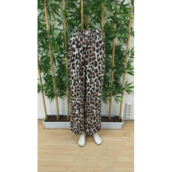 Kadın Yüksek Bel Beli Lastikli Bağcıklı Leopar Desenli Süprem Pantolon , 24893 Kadın Yüksek Bel Beli Lastikli Bağcıklı Leopar Desenli Süprem Pantolon , 24893