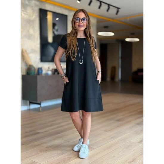 Kadın Kısa Kollu Bisiklet Yaka Cepli Viskon Iki Iplik Elbise , 24955 Kadın Kısa Kollu Bisiklet Yaka Cepli Viskon Iki Iplik Elbise , 24955
