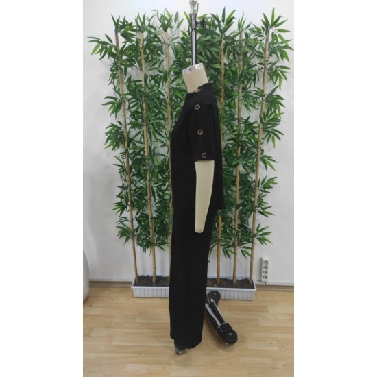 Kadın Kısa Kollu Bisiklet Yaka Omuzdan Düğmeli Viskon Iki Iplik Kısa Bluz Ve Pantolon Ikili Takım , 24964